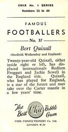 1955 Chix Confectionery Famous Footballers #37 Albert Quixall Back