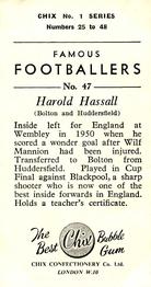 1955 Chix Confectionery Famous Footballers #47 Harold Hassall Back