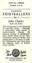 1956-57 Chix Confectionery Famous Footballers #1 John Charles Back