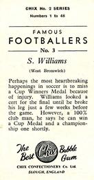 1956-57 Chix Confectionery Famous Footballers #3 Stuart Williams Back
