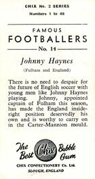 1956-57 Chix Confectionery Famous Footballers #14 Johnny Haynes Back