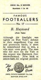 1956-57 Chix Confectionery Famous Footballers #17 Basil Hayward Back