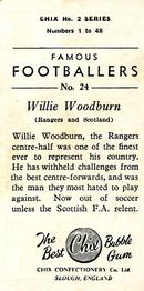 1956-57 Chix Confectionery Famous Footballers #24 Willie Woodburn Back