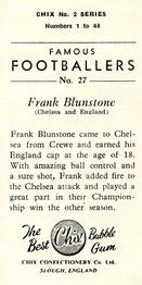 1956-57 Chix Confectionery Famous Footballers #27 Frank Blunstone Back