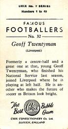 1956-57 Chix Confectionery Famous Footballers #32 Geoff Twentyman Back