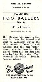 1956-57 Chix Confectionery Famous Footballers #35 Bill Dickson Back