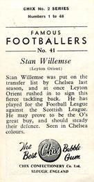 1956-57 Chix Confectionery Famous Footballers #41 Stan Willemse Back