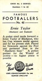 1956-57 Chix Confectionery Famous Footballers #42 Ernie Taylor Back