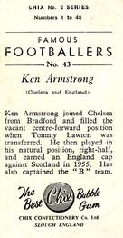 1956-57 Chix Confectionery Famous Footballers #43 Ken Armstrong Back