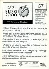 2000 Panini UEFA Euro Belgium-Netherlands Stickers #57 Jorge Costa Back