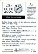 2000 Panini UEFA Euro Belgium-Netherlands Stickers #81 Graeme Le Saux Back