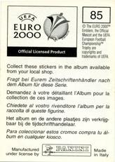 2000 Panini UEFA Euro Belgium-Netherlands Stickers #85 David Beckham Back
