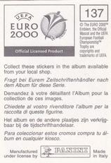 2000 Panini UEFA Euro Belgium-Netherlands Stickers #137 Henrik Larsson Back