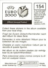 2000 Panini UEFA Euro Belgium-Netherlands Stickers #154 Okan Buruk Back