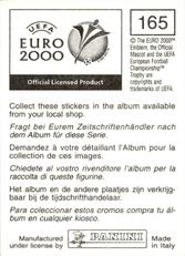 2000 Panini UEFA Euro Belgium-Netherlands Stickers #165 Team Italy Back