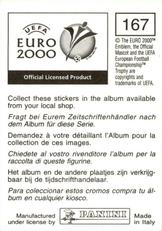 2000 Panini UEFA Euro Belgium-Netherlands Stickers #167 Gianluigi Buffon Back