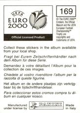 2000 Panini UEFA Euro Belgium-Netherlands Stickers #169 Fabio Cannavaro Back