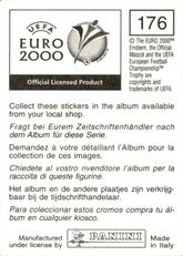 2000 Panini UEFA Euro Belgium-Netherlands Stickers #176 Alessio Tacchinardi Back