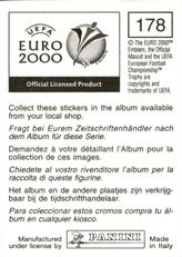 2000 Panini UEFA Euro Belgium-Netherlands Stickers #178 Gianluca Zambrotta Back