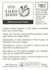 2000 Panini UEFA Euro Belgium-Netherlands Stickers #182 Filippo Inzaghi Back