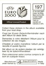 2000 Panini UEFA Euro Belgium-Netherlands Stickers #197 Fernando Hierro Back