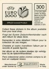 2000 Panini UEFA Euro Belgium-Netherlands Stickers #300 Michal Hornak Back