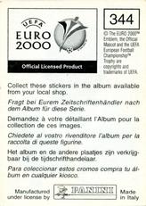 2000 Panini UEFA Euro Belgium-Netherlands Stickers #344 Marcel Desailly Back