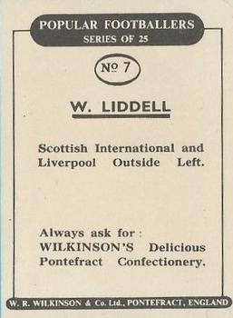 1952 W.R. Wilkinson Popular Footballers #7 Billy Liddell Back