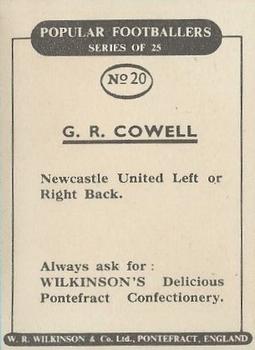 1952 W.R. Wilkinson Popular Footballers #20 Bobby Cowell Back