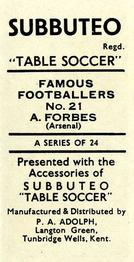 1954 P.A. Adolph (Subbutteo) Famous Footballers #21 Alex Forbes Back