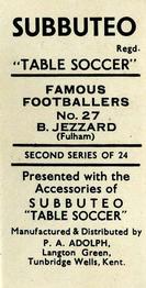 1954 P.A. Adolph (Subbutteo) Famous Footballers #27 Bedford Jezzard Back
