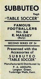 1954 P.A. Adolph (Subbutteo) Famous Footballers #34 Eric Massey Back