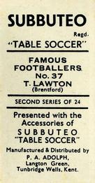 1954 P.A. Adolph (Subbutteo) Famous Footballers #37 Tommy Lawton Back