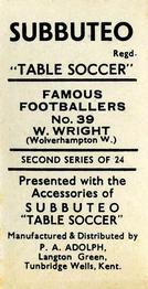 1954 P.A. Adolph (Subbutteo) Famous Footballers #39 Billy Wright Back