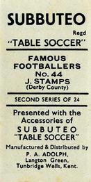 1954 P.A. Adolph (Subbutteo) Famous Footballers #44 Jackie Stamps Back