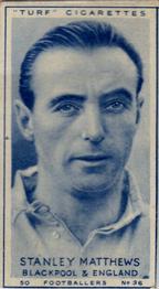 1948 Turf Cigarettes Footballers #36 Stanley Matthews Front