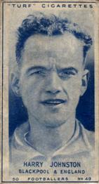 1948 Turf Cigarettes Footballers #49 Harry Johnston Front