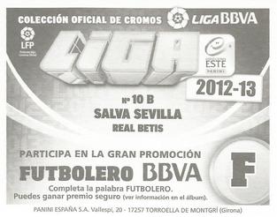 2012-13 Panini Este Spanish LaLiga Stickers #10B Salva Sevilla Back