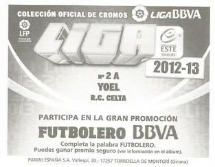 2012-13 Panini Este Spanish LaLiga Stickers #2A Yoel Rodriguez Back