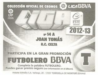 2012-13 Panini Este Spanish LaLiga Stickers #14A Joan Tomas Back