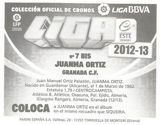 2012-13 Panini Este Spanish LaLiga Stickers #7 BIS Juanma Ortiz Back