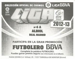 2012-13 Panini Este Spanish LaLiga Stickers #6A Raul Albiol Back