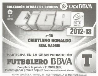2012-13 Panini Este Spanish LaLiga Stickers #16 Cristiano Ronaldo Back