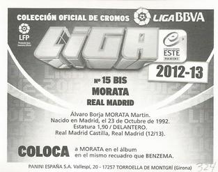 2012-13 Panini Este Spanish LaLiga Stickers #15 BIS Alvaro Morata Back