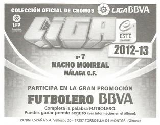 2012-13 Panini Este Spanish LaLiga Stickers #7 Nacho Monreal Back