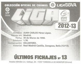 2012-13 Panini Este Spanish LaLiga Stickers - Ultimos Fichajes #13 Juan Carlos Back