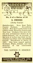 1936 Godfrey Phillips Soccer Stars #9 Sammy Crooks Back