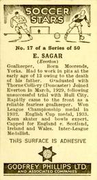 1936 Godfrey Phillips Soccer Stars #17 Ted Sagar Back