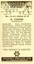 1936 Godfrey Phillips Soccer Stars #19 Raich Carter Back