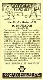 1936 Godfrey Phillips Soccer Stars #22 David McCulloch Back